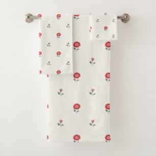 Daisy Dreams Red Green Bath Towel Set