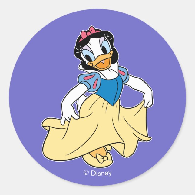 Daisy Duck Dressed up as Snow White Classic Round Sticker (Front)