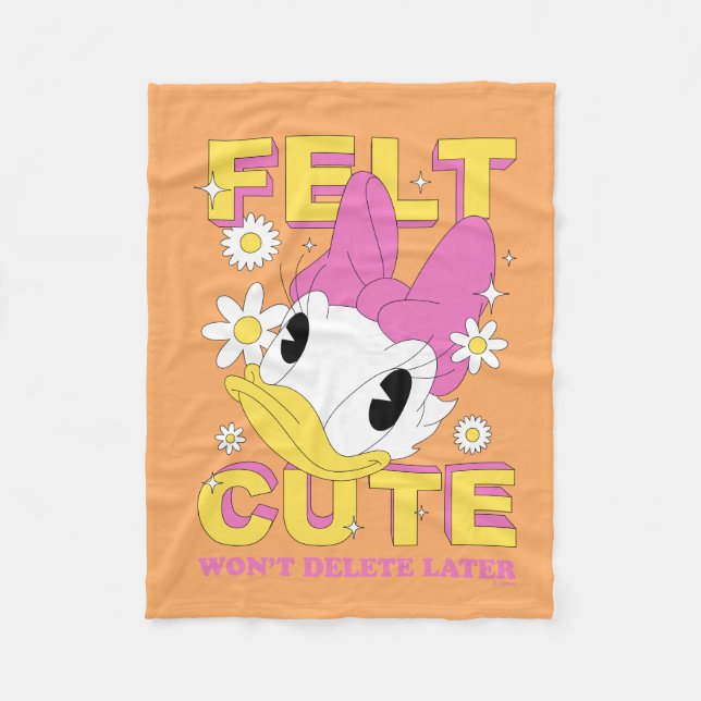 Daisy Duck "Felt Cute" Retro Floral Graphic Fleece Blanket (Front)