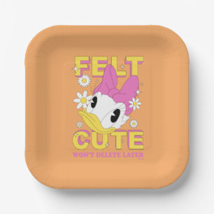 Daisy Duck "Felt Cute" Retro Floral Graphic Paper Plate