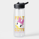 Daisy Duck "Felt Cute" Retro Floral Graphic Water Bottle<br><div class="desc">Embrace your inner icon with this playful and trendy statement design! This graphic puts a modern, social-media-inspired twist on classic Daisy character art, featuring the popular "Felt Cute" caption alongside a charming, wide-eyed character portrait. The design is bursting with a "Y2K-meets-springtime" vibe, featuring bold sunshine yellow block lettering, sweet white...</div>