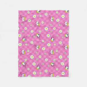 Daisy Duck Pink Checker Floral Pattern Fleece Blanket