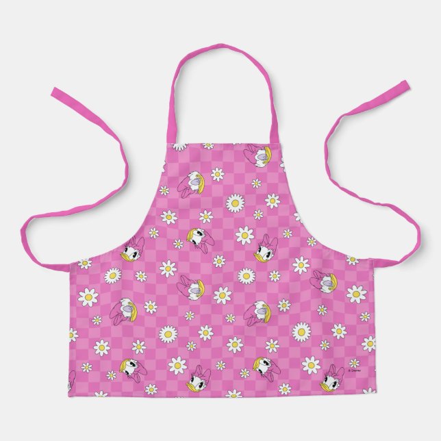 Daisy Duck Pink Chequered Floral Pattern Apron (Front)