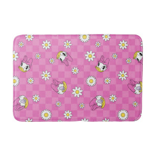 Daisy Duck Pink Chequered Floral Pattern Bath Mat