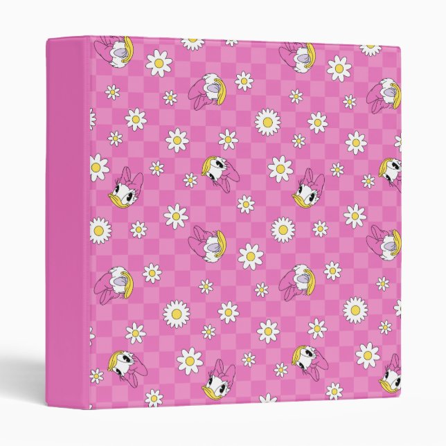 Daisy Duck Pink Chequered Floral Pattern Binder (Front/Spine)