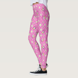 Daisy Duck Pink Chequered Floral Pattern Leggings