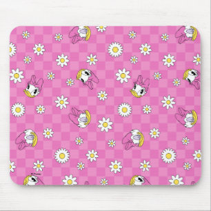 Daisy Duck Pink Chequered Floral Pattern Mouse Pad