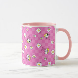 Daisy Duck Pink Chequered Floral Pattern Mug