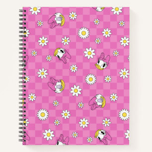 Daisy Duck Pink Chequered Floral Pattern Notebook