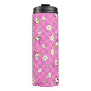 Daisy Duck Pink Chequered Floral Pattern Thermal Tumbler