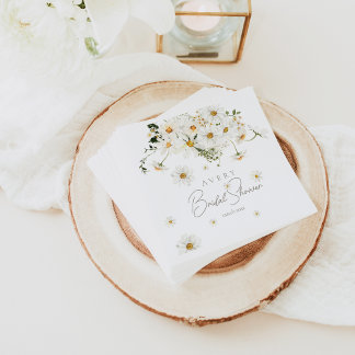 Daisy Elegant Wildflower Modern Bridal Shower Napkin