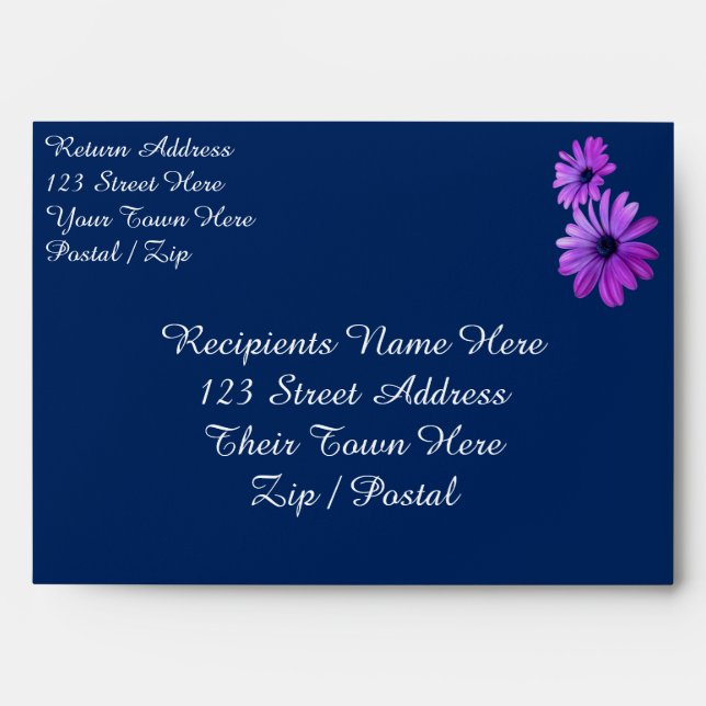 Daisy Envelopes Custom Blue Daisies Envelopes (Front)