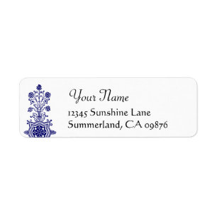Daisy Etching in Blue Custom Adresse de retour