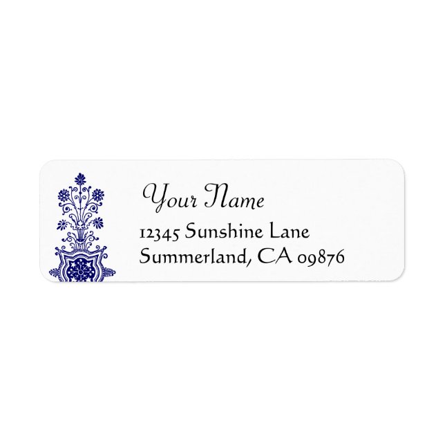 Daisy Etching in Blue Custom Return Address (Front)