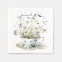  Daisy & Faded Blue Denim Flowers In Teacup Custom