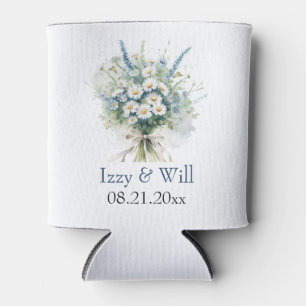 Daisy & Faded Denim Personalized Wedding Favour Can Cooler