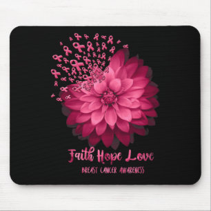 Daisy Faith Hope Love Breast Cancer Awareness Flow Mouse Pad