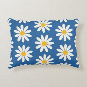 Daisy Field in Blue Accent Pillow