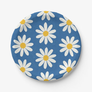 Daisy Field in Blue Paper Plate