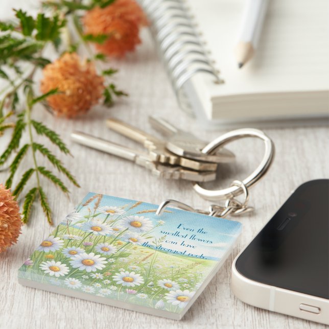 Daisy Field & Quote	 Keychain (Front Right)