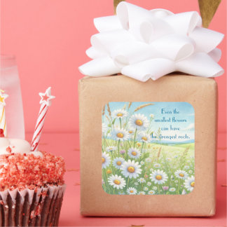 Daisy Field & Quote Square Sticker
