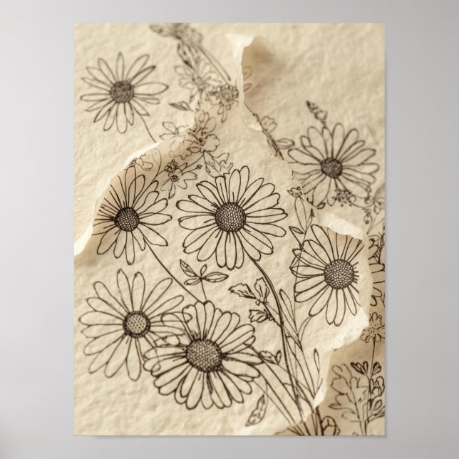 Daisy Field Vintage Floral Print (Front)