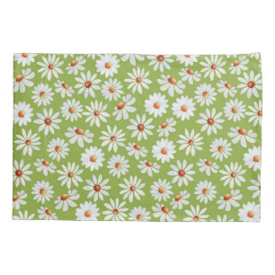 Daisy Filed Watercolor Spring Summer  Pillowcase