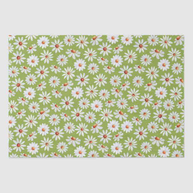 Daisy Filed Watercolor Spring Summer Tissue Paper (Front)