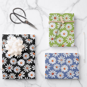 Daisy Filed Watercolor Spring Summer Wrapping Paper Sheet