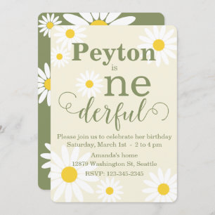 Daisy First Birthday Invitation