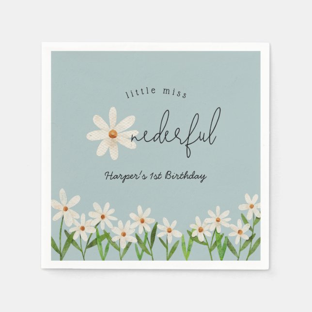 Daisy First Birthday Little Miss Onederful Napkin (Front)