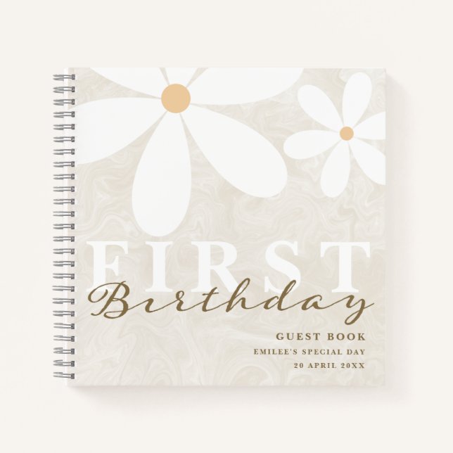 Daisy First Birthday Themed Party Guest Book (Front)