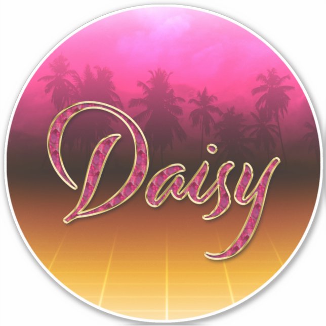Daisy first name golden pink sticker decals (Front)