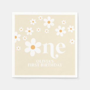 Daisy floral 1st birthday napkin