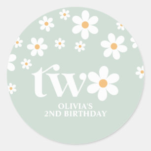 Daisy floral 2ND birthday Classic Round Sticker