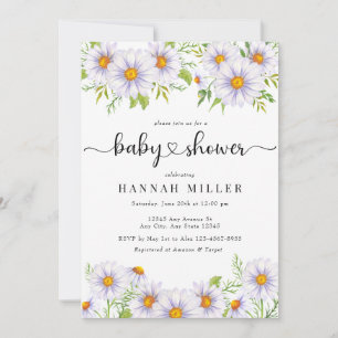 Daisy Floral Bébé mignon douche Invitations