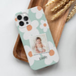 Daisy floral boho retro orange blue photo iPhone 13 pro case<br><div class="desc">Daisy floral boho retro orange duck egg blue turquoise photo gift design.</div>