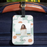 Daisy floral boho retro orange blue photo luggage tag<br><div class="desc">Daisy floral boho retro orange duck egg blue turquoise photo gift design.</div>