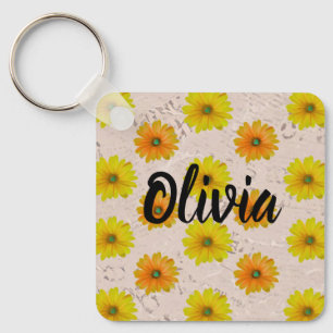 Daisy floral bouquet keychain