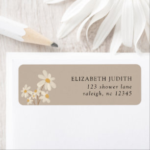 Daisy Floral Brown Baby Shower Return Address