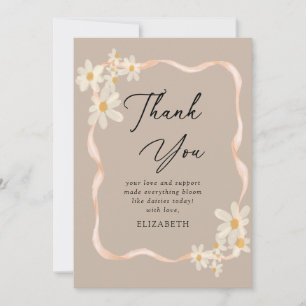  Daisy Floral Brown Baby Shower  Thank You Card