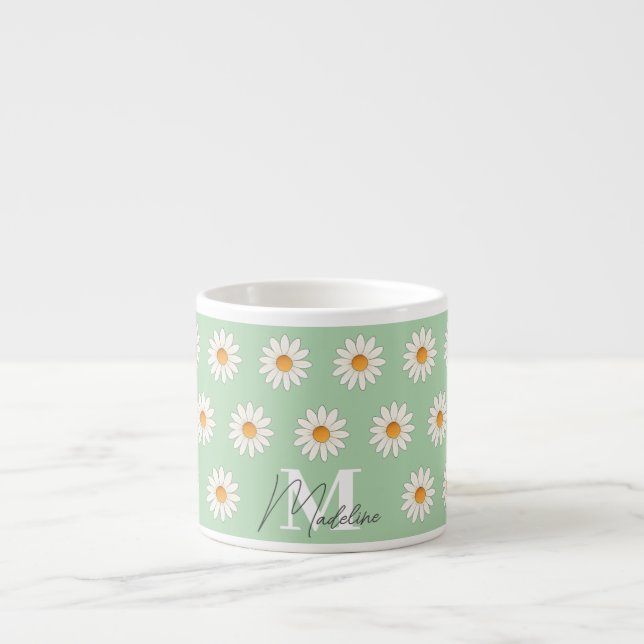 Daisy Floral Espresso Mug – Cute Mini Coffee Cup (Front)