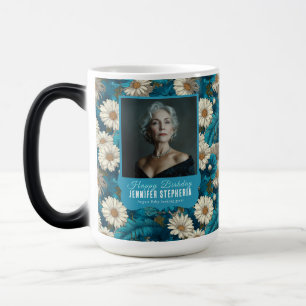 Daisy Floral Female Birthday For Her Blue Magic Mug