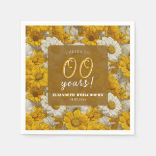 Daisy Floral Fifty Birthday Beautiful Napkin