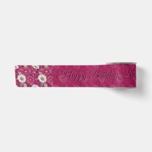 Daisy Floral Flower Happy Birthday For Her Pink Satin Ribbon