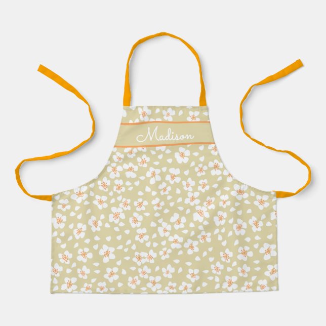 Daisy Floral Girls Nom tablier personnalisé (Recto)