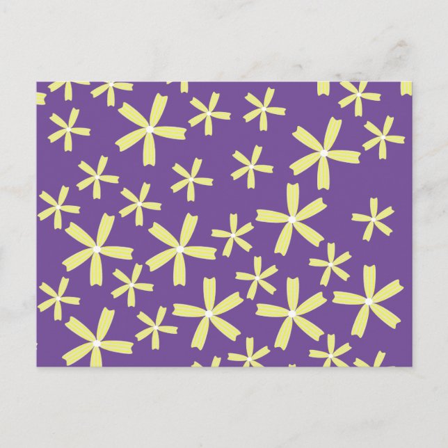 Daisy Floral Illustration Yellow and Purple Postcard (Front)