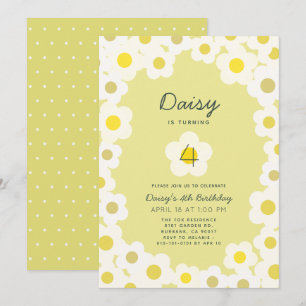 Daisy Floral Jaune Anniversaire Invitation