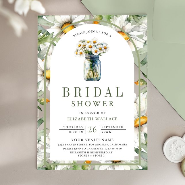 Daisy Floral Mason Jar Bridal Shower Acrylic Invitations (Creator Uploaded)