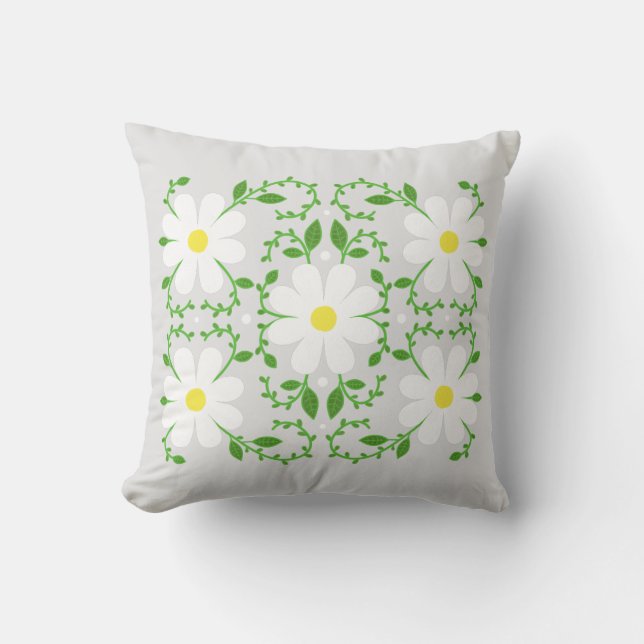 Daisy floral pattern  throw pillow (Front)